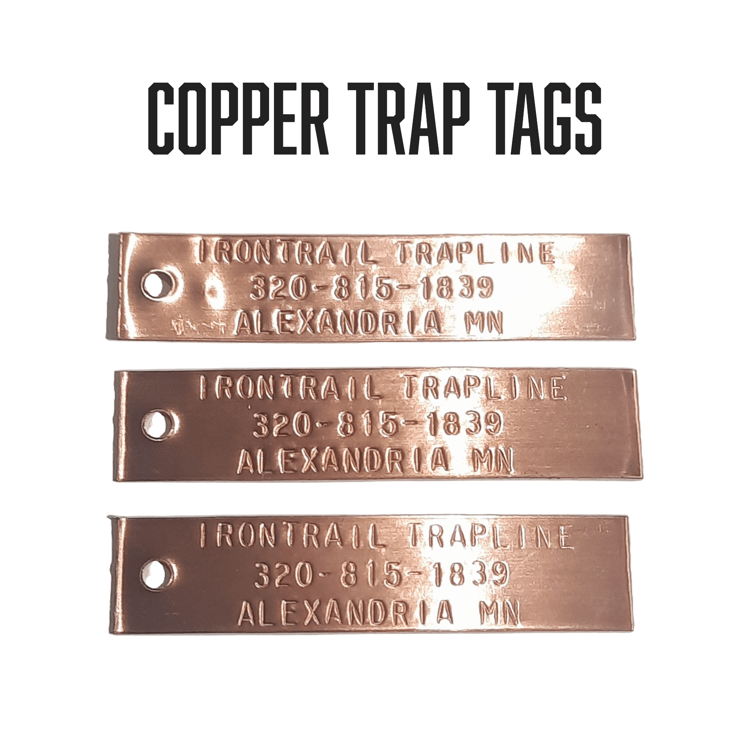 CUSTOM made TRAP TAGS/TRAPPING SUPPLIES/TRAPS/ANIMAL STAINLESS  identification